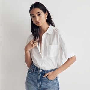 Madewell NWT Signature Poplin Short-Sleeve Button-Down Shirt White